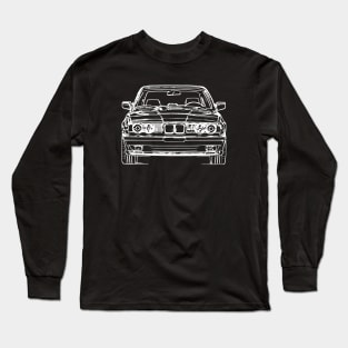 White E34 Car Sketch Art Long Sleeve T-Shirt